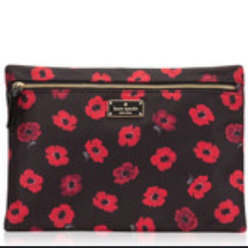 Kate Spade Wilson Road Mini Poppy Large Drewe Bag Clutch Pouch Case.